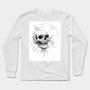 Decay , Punk Skull, pen and ink gothic heavy metal , tattoo skeleton drawing Long Sleeve T-Shirt